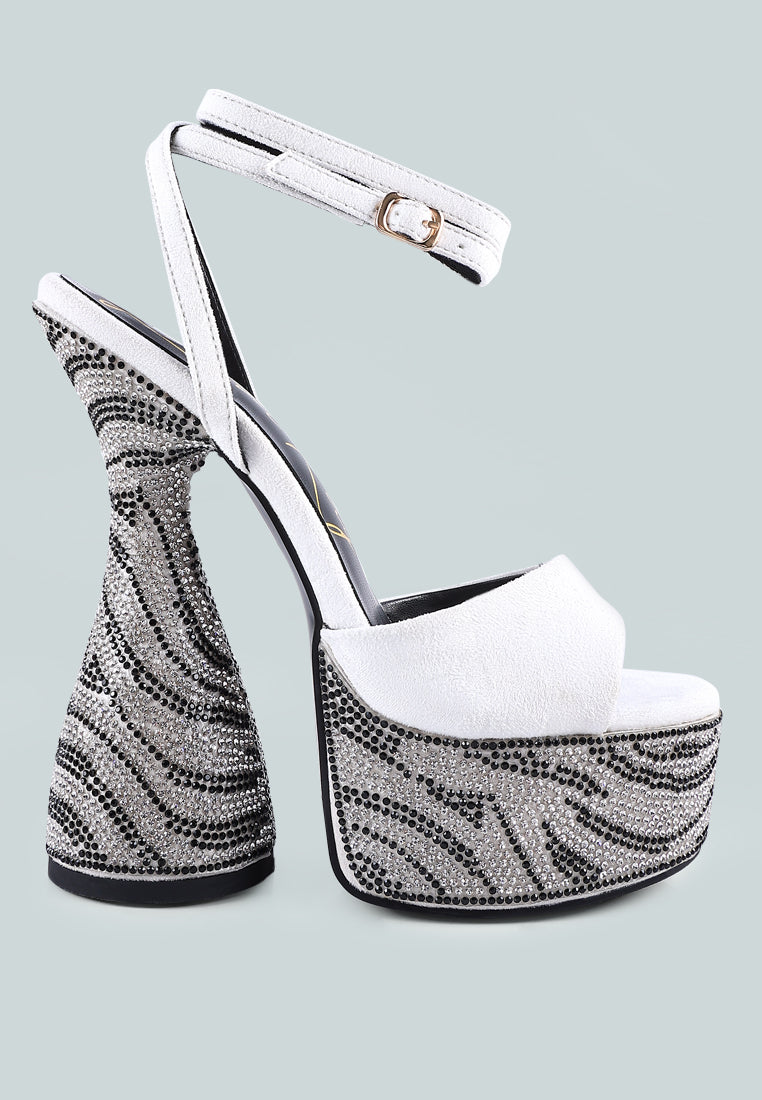 Backstage Rhinestone Embellished Ultra High Platform Sandals-5