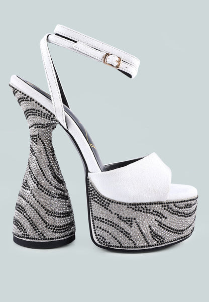 Backstage Rhinestone Embellished Ultra High Platform Sandals-5