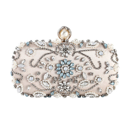 Beige Black Evening Clutch Bag Women Bags Wedding Shiny Handbags Bridal Metal Clutches Bag Chain Shoulder Bag-3