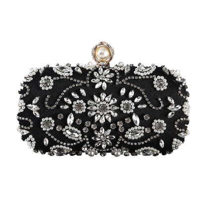 Beige Black Evening Clutch Bag Women Bags Wedding Shiny Handbags Bridal Metal Clutches Bag Chain Shoulder Bag-2