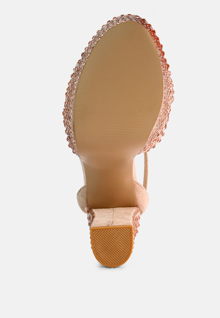 Bellini Heat-Set Diamante High Block Heel Sandals-1