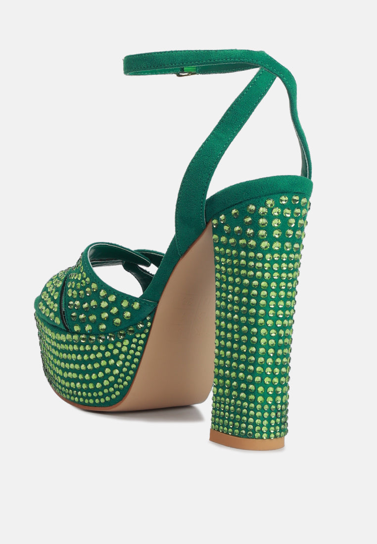 Bellini Heat-Set Diamante High Block Heel Sandals-2