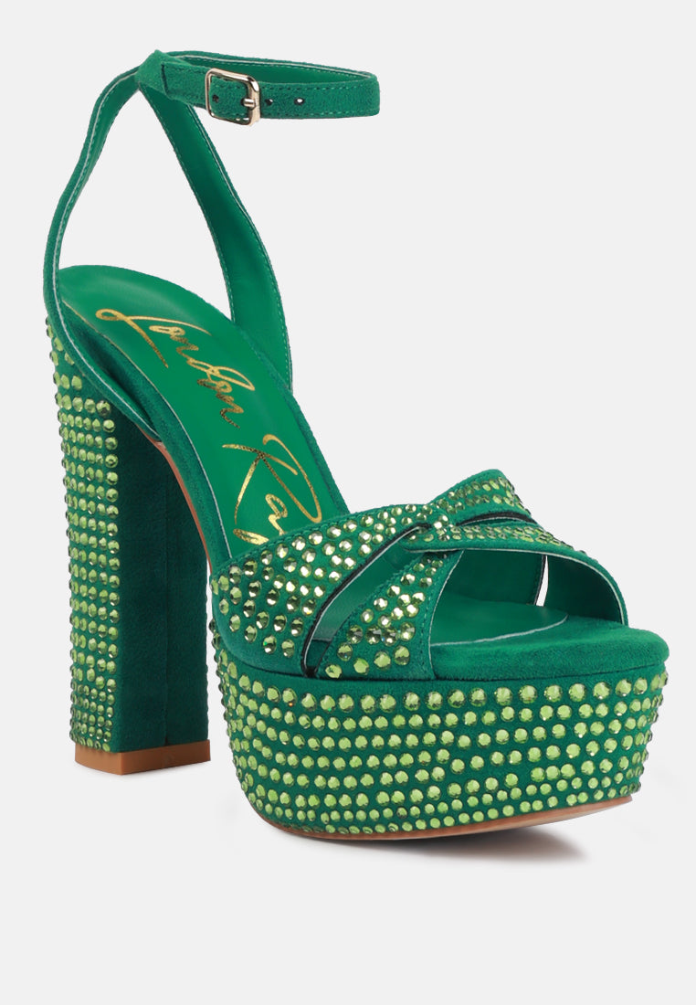 Bellini Heat-Set Diamante High Block Heel Sandals-1