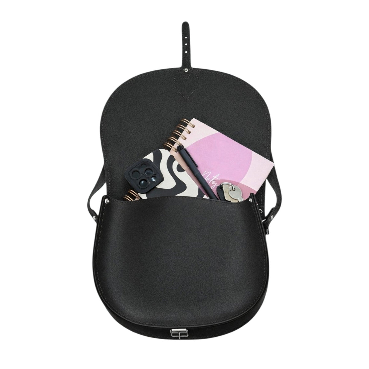Handmade Leather Saddle Bag - Black-4