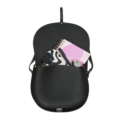 Handmade Leather Saddle Bag - Black-4