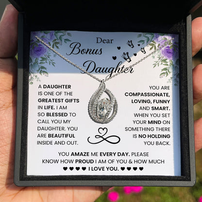 TRYNDI™ To My Beautiful Bonus Daughter Birdcage Necklace With Authentic Swarovski Crystals
