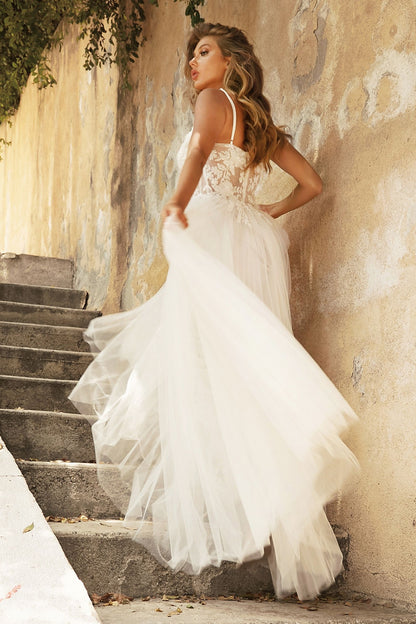 LAYERED A-LINE TULLE BRIDAL GOWN CDCB072W-3