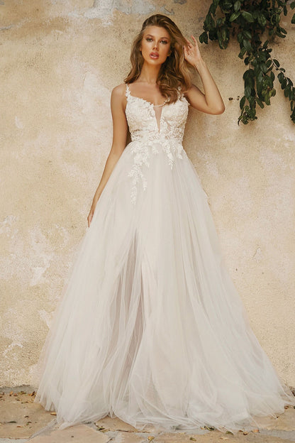 LAYERED A-LINE TULLE BRIDAL GOWN CDCB072W-4