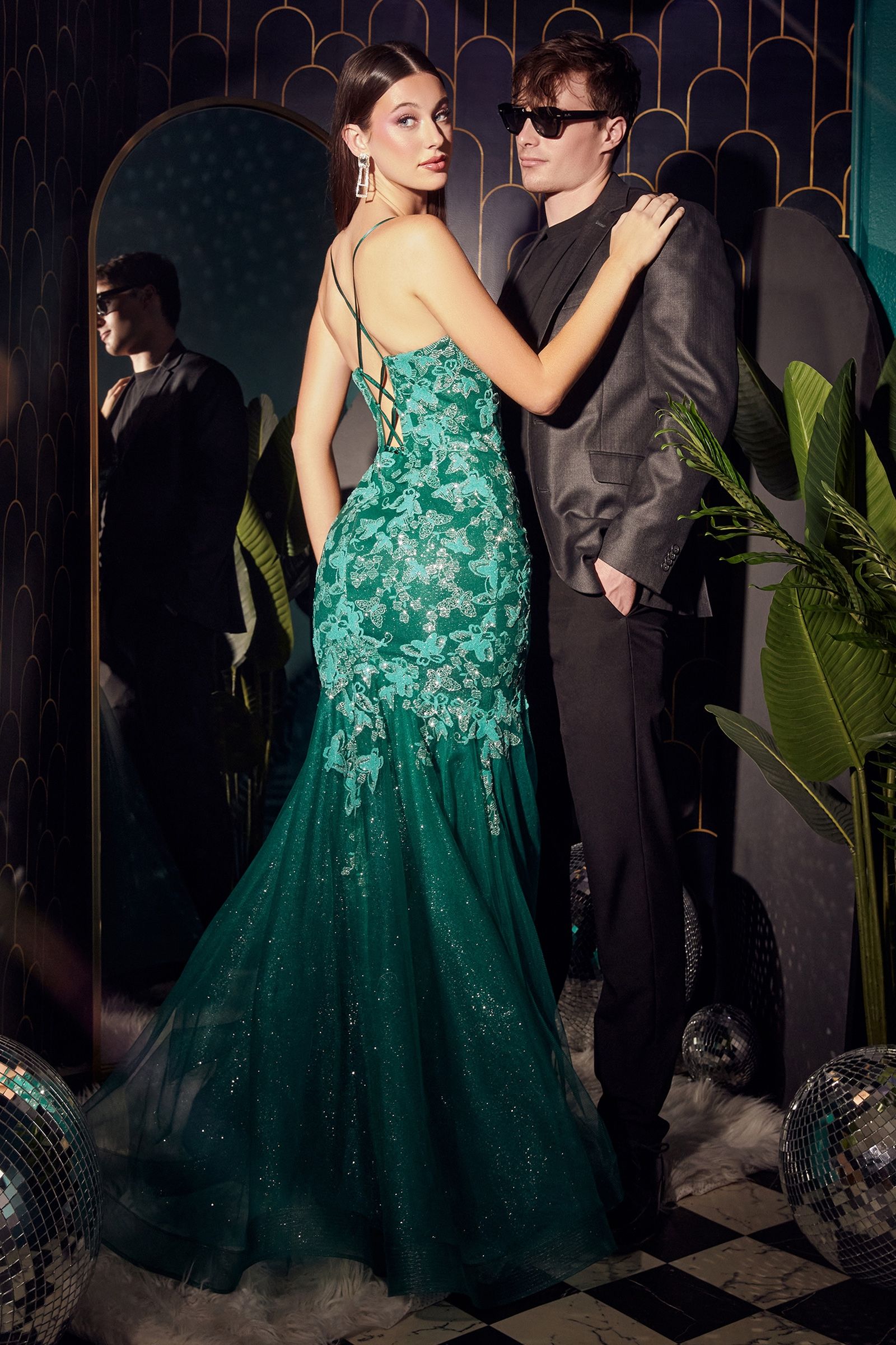 BUTTERFLY PRINT MERMAID GOWN CDCB112-1