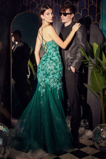 BUTTERFLY PRINT MERMAID GOWN CDCB112-1