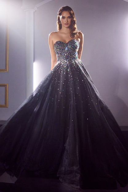 STRAPLESS BALL GOWN WITH JEWEL ACCENTS CDCB114-2
