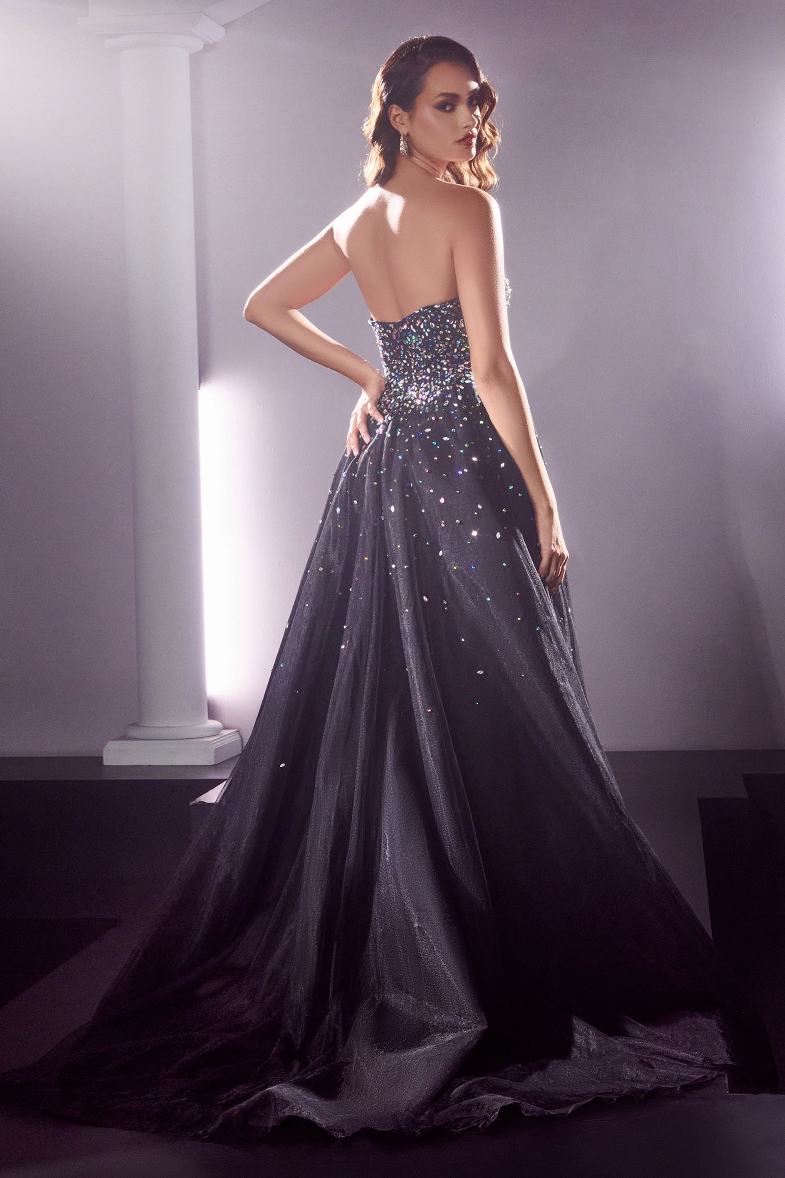 STRAPLESS BALL GOWN WITH JEWEL ACCENTS CDCB114-3