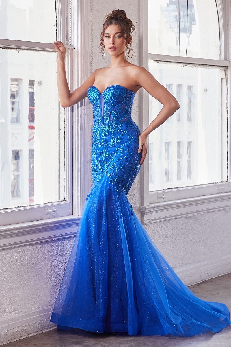 STRAPLESS EMBELLISHED MERMAID GOWN CDCB139-2