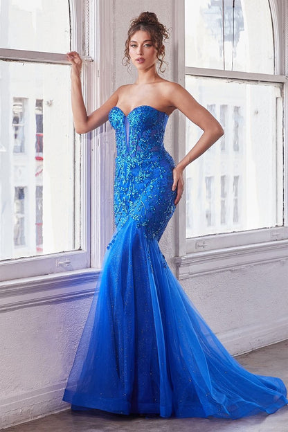 STRAPLESS EMBELLISHED MERMAID GOWN CDCB139-2