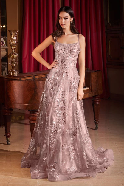 SEQUIN FLORAL PRINTED A-LINE DRESS CDCB144-0