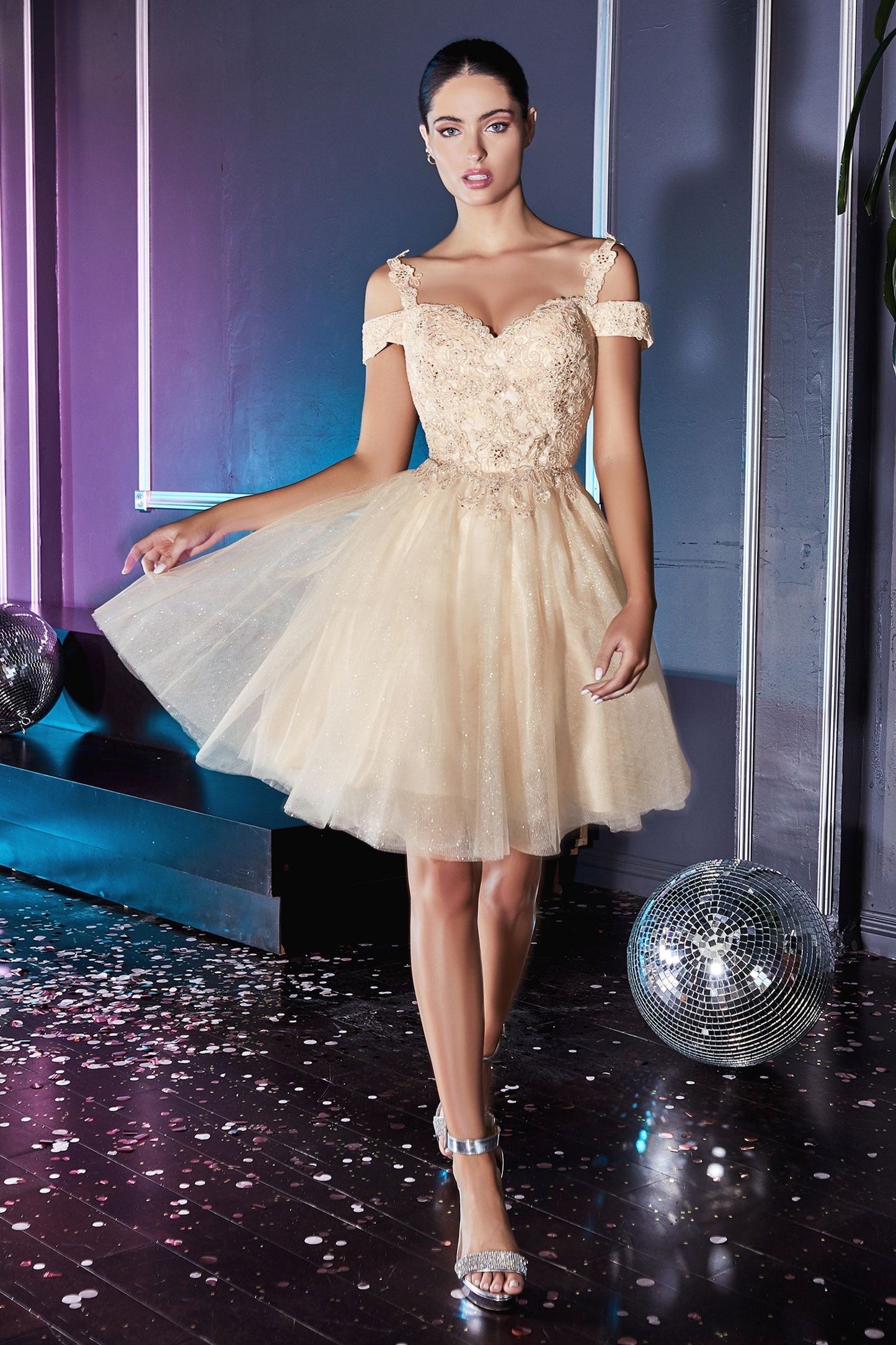OFF THE SHOULDER LACE COCKTAIL DRESS CDCD0132-4