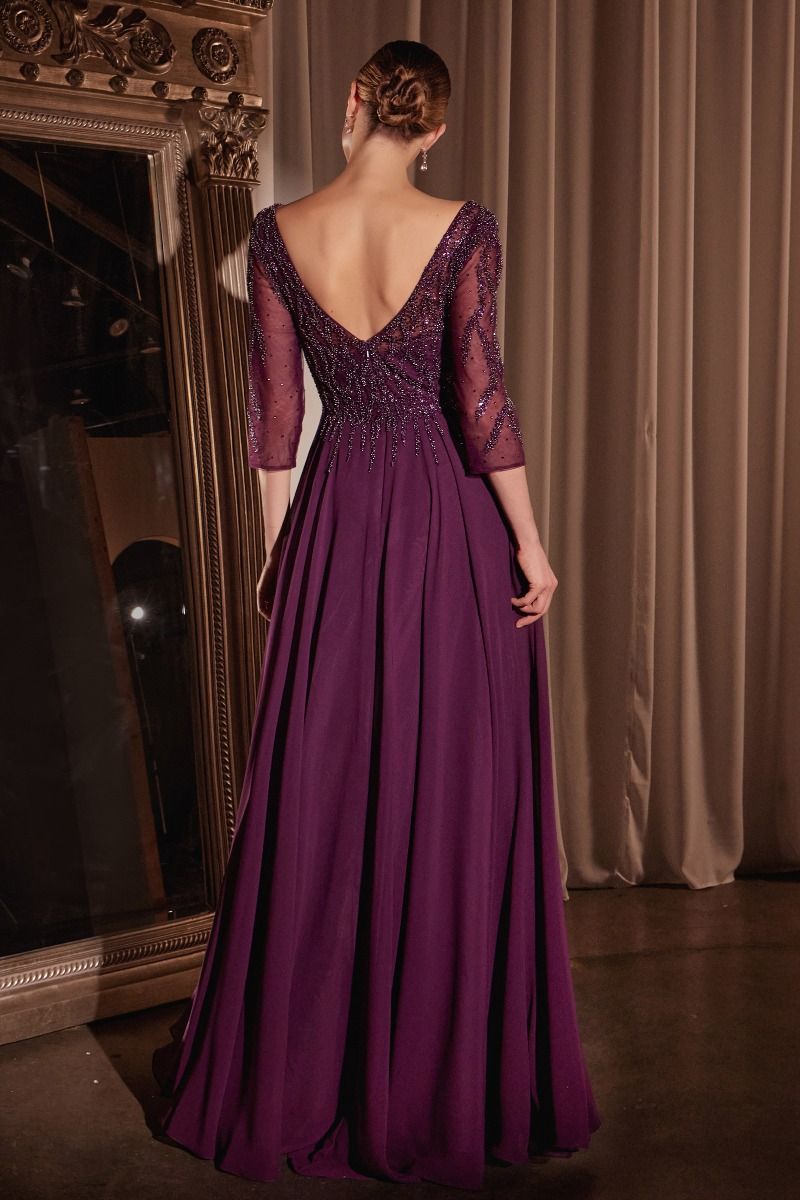 Chiffon A-Line Gown Long Sleeves CDCD0171-2