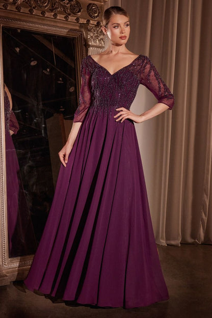 Chiffon A-Line Gown Long Sleeves CDCD0171-4