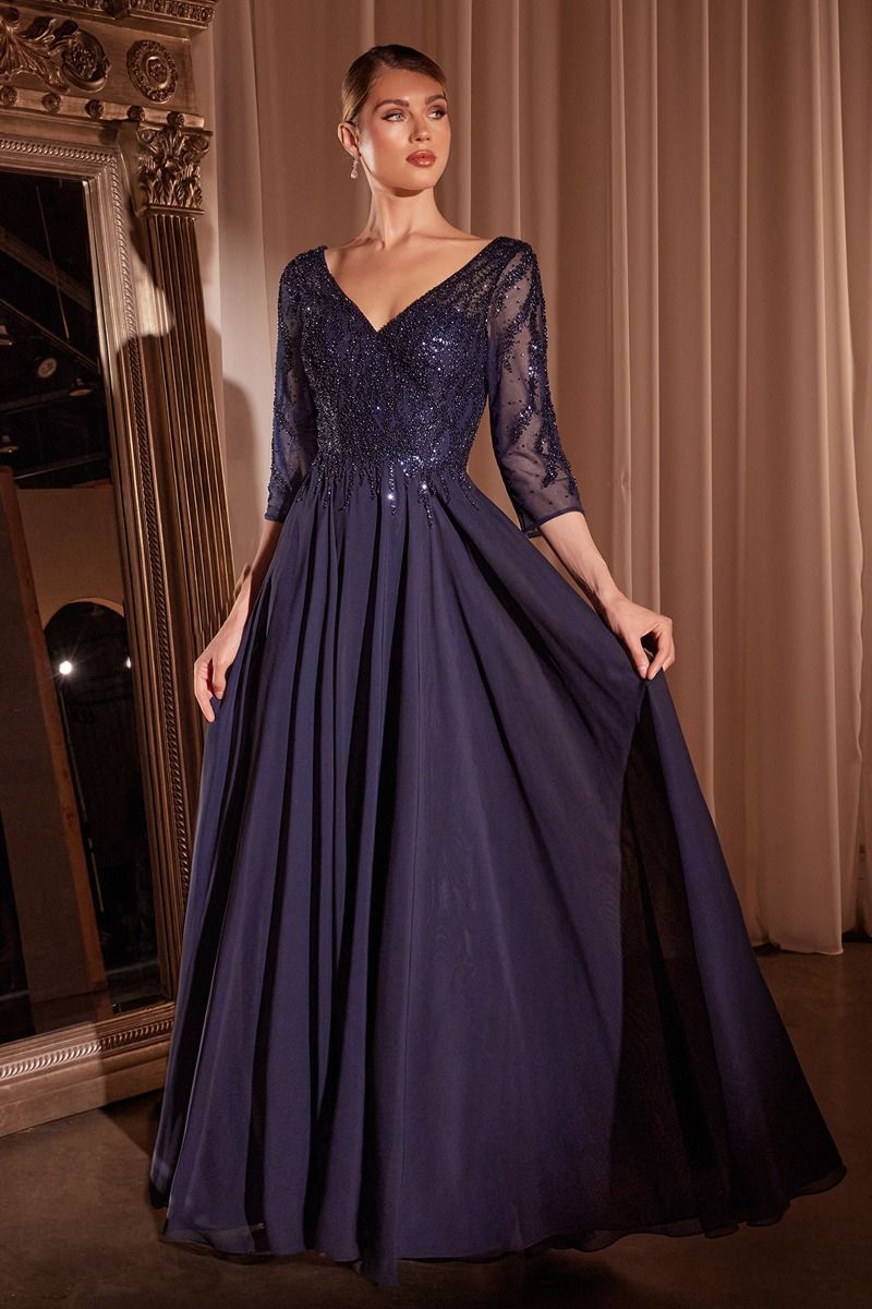 Chiffon A-Line Gown Long Sleeves CDCD0171-5