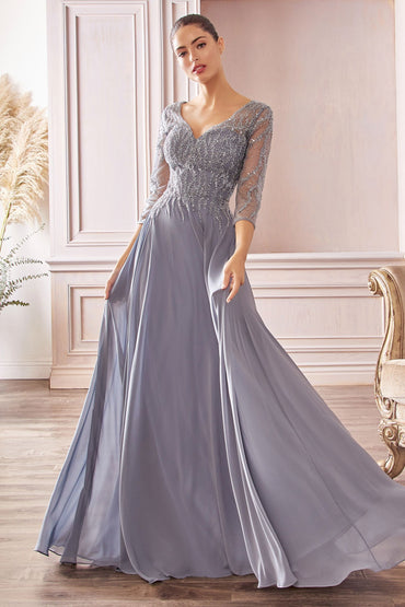 Chiffon A-Line Gown Long Sleeves CDCD0171-1