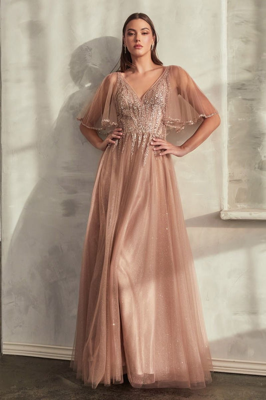 LAYERED TULLE A-LINE GOWN CDCD0175-0