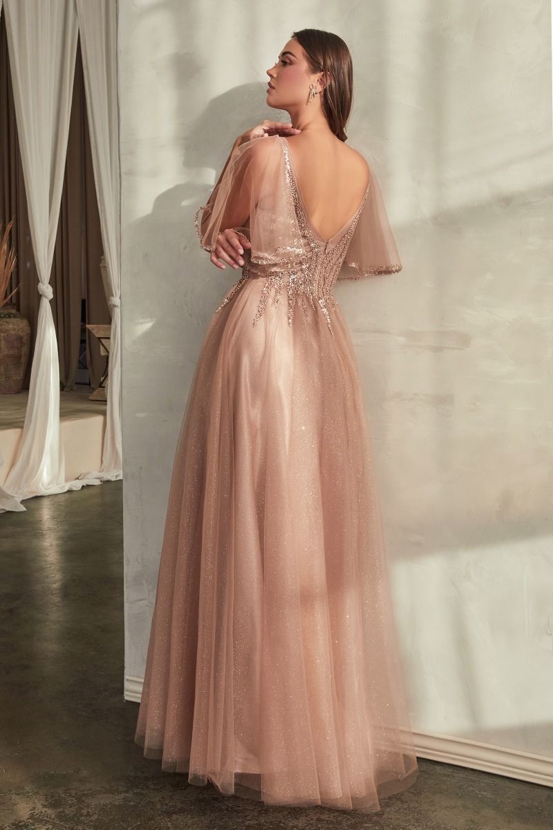 LAYERED TULLE A-LINE GOWN CDCD0175-1