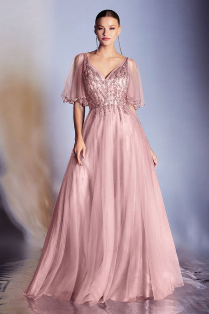LAYERED TULLE A-LINE GOWN CDCD0175-2