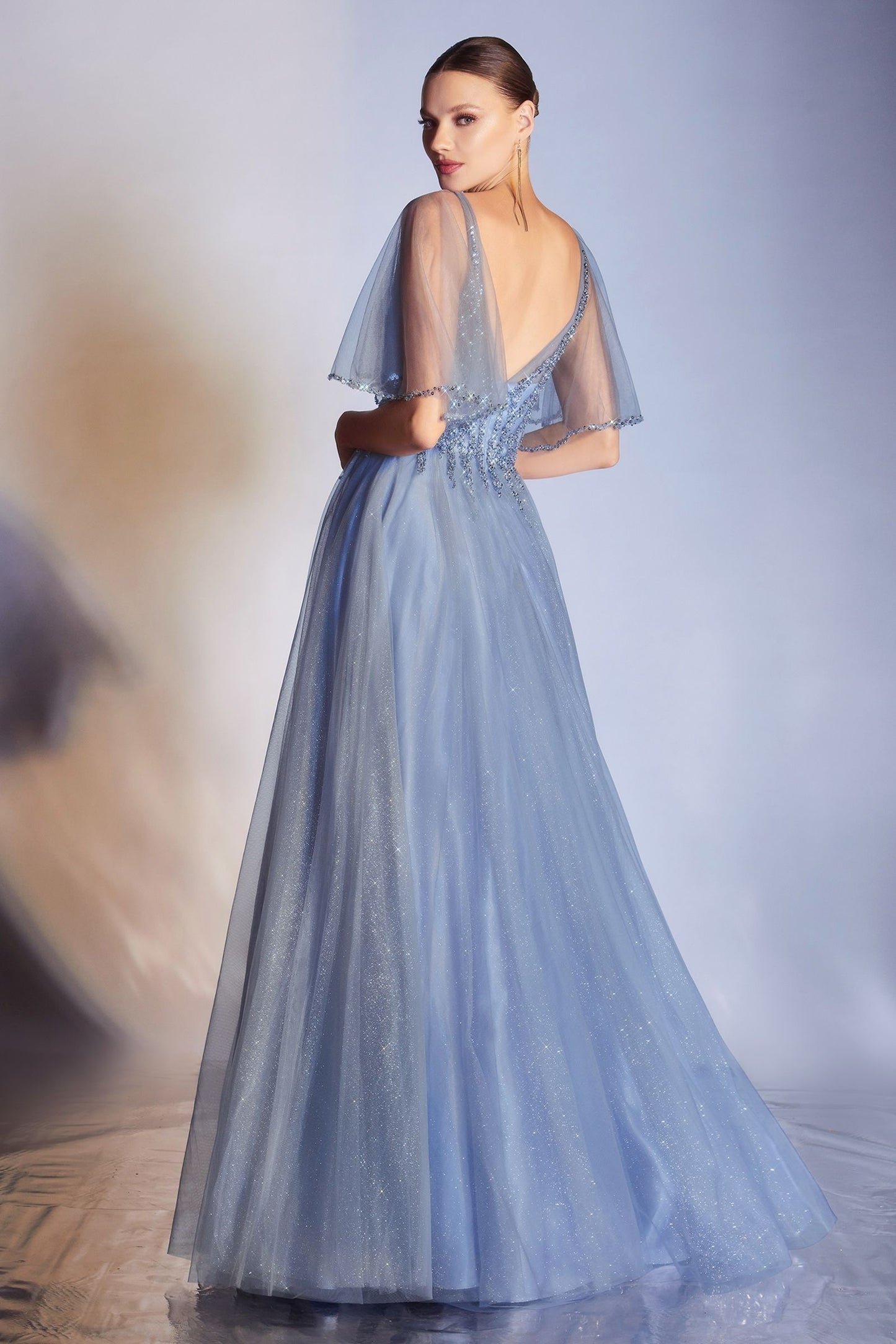 LAYERED TULLE A-LINE GOWN CDCD0175-4