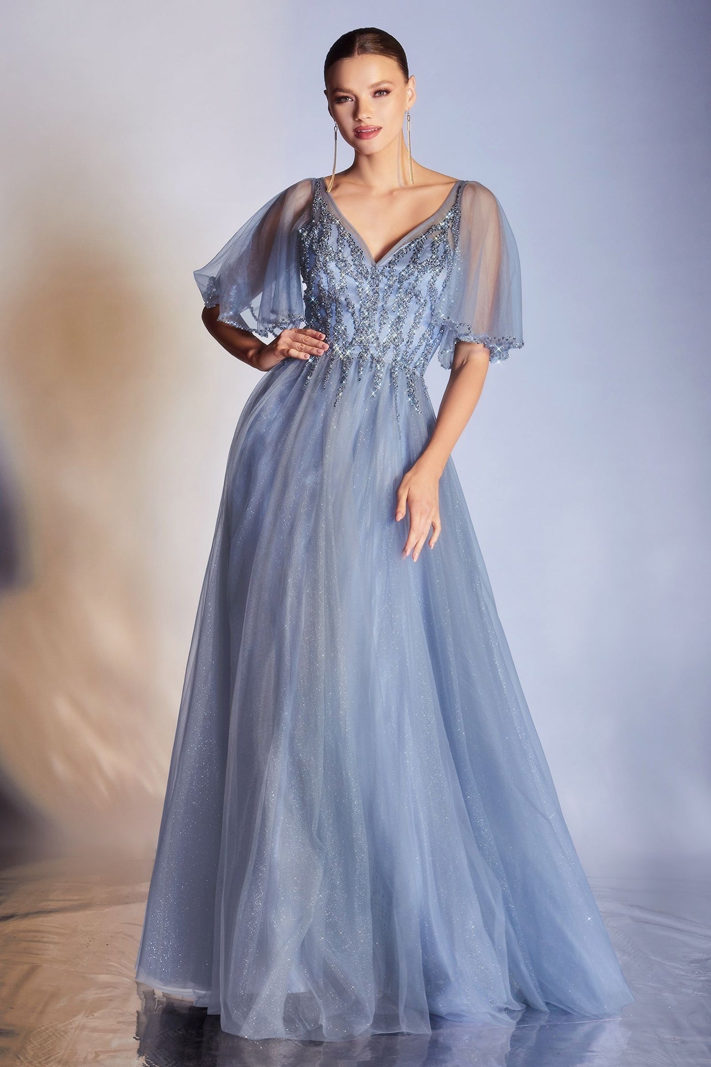 LAYERED TULLE A-LINE GOWN CDCD0175-3