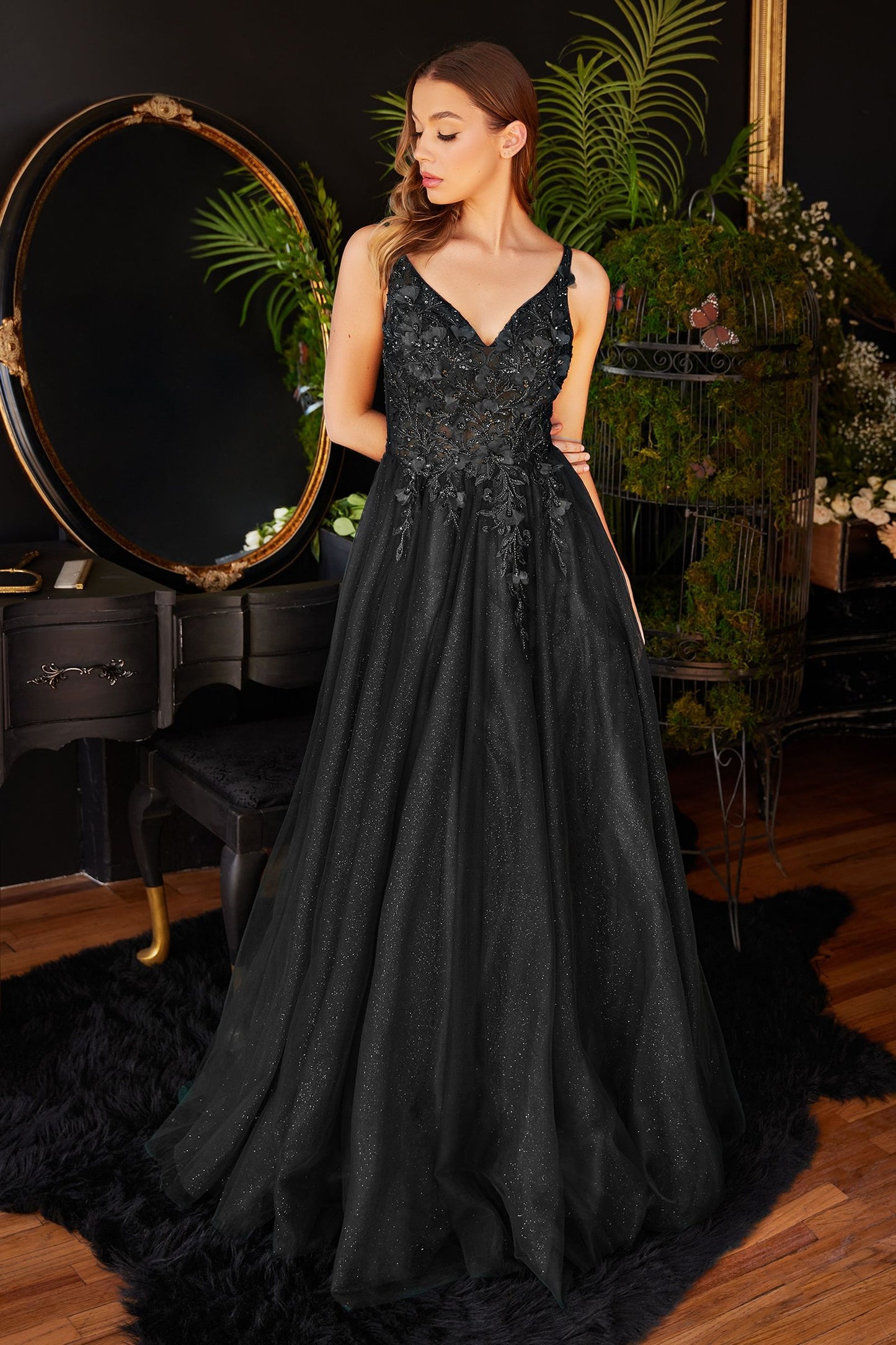 LACE FLORAL A-LINE DRESS CDCD0181-0