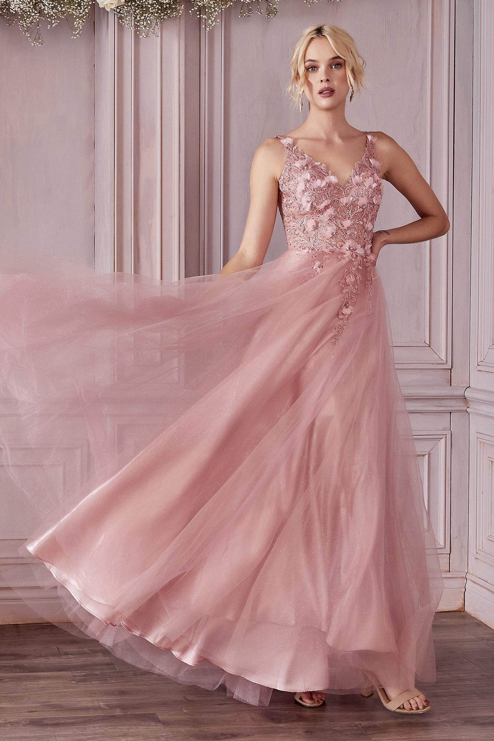 LACE FLORAL A-LINE DRESS CDCD0181-1