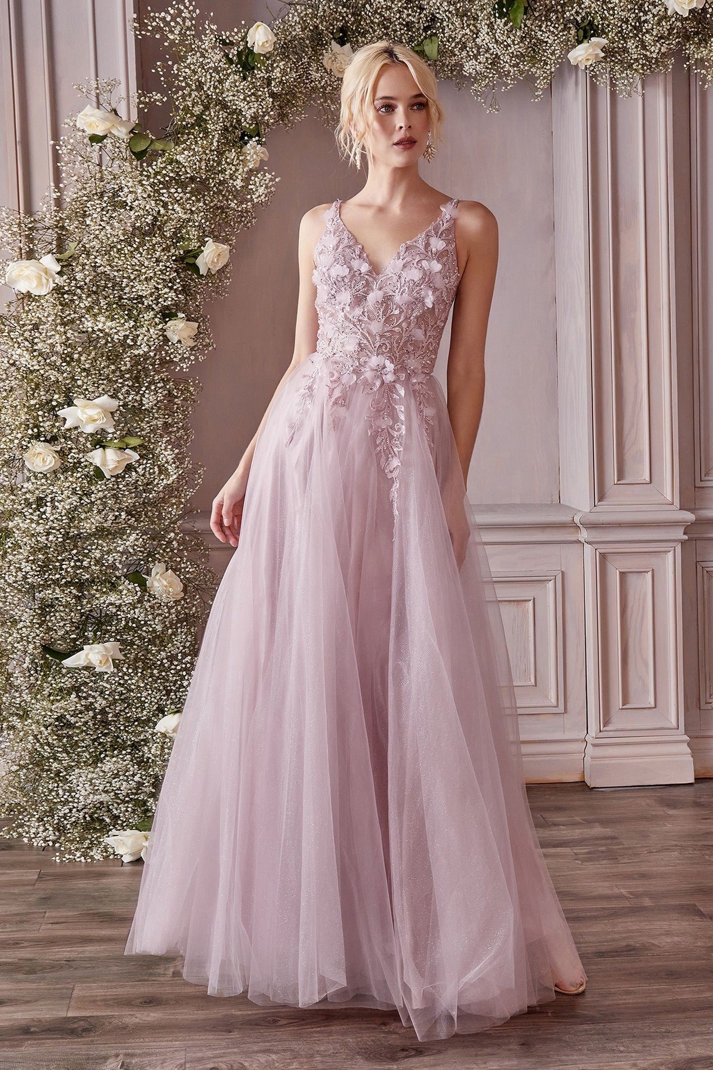 LACE FLORAL A-LINE DRESS CDCD0181-5