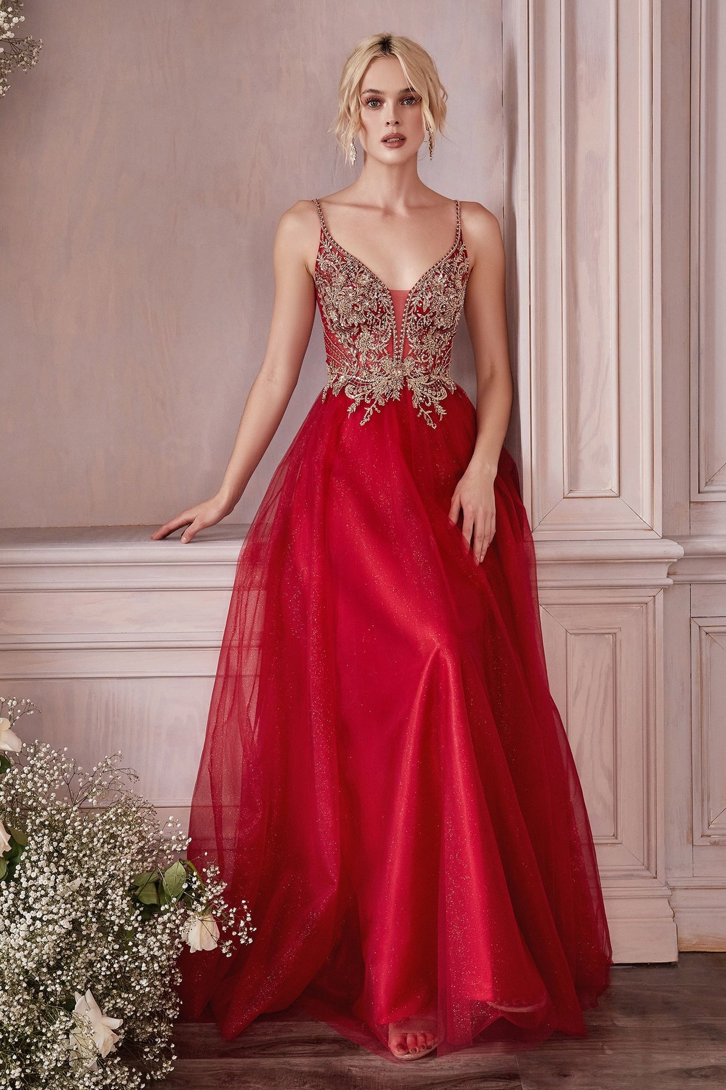 LAYERED TULLE A-LINE DRESS CDCD0195-3