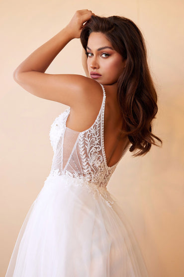 LAYERED TULLE A-LINE BRIDAL GOWN CDCD0195W-1