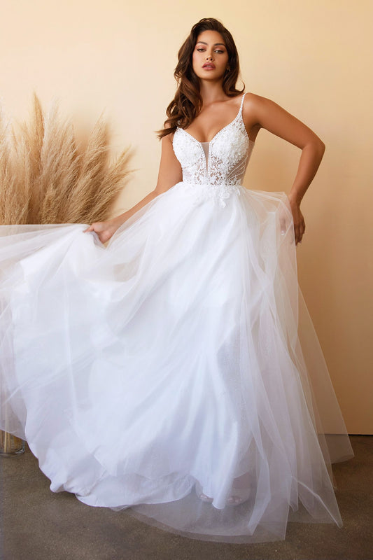 LAYERED TULLE A-LINE BRIDAL GOWN CDCD0195W-0