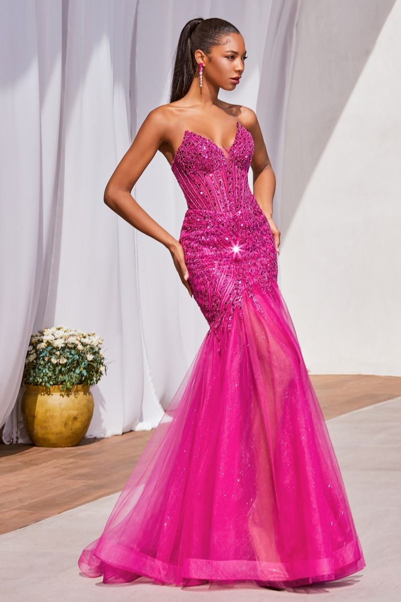 STRAPLESS BEADED MERMAID DRESS CDCD0214-7
