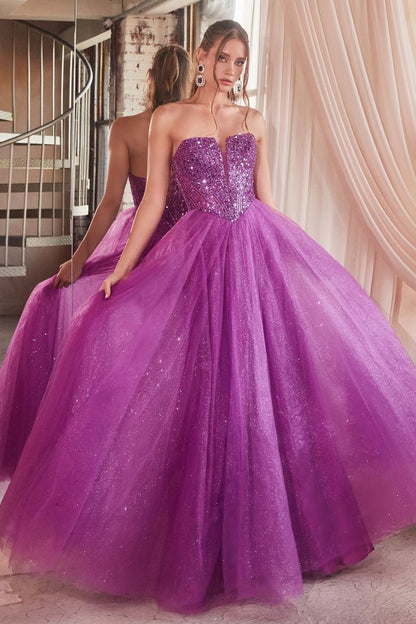 Royal Blue, Lilac, Champagne & Slate Blue Strapless Glitter Ball Gown | Sweetheart Tulle Formal Dress  CDCD0217-5