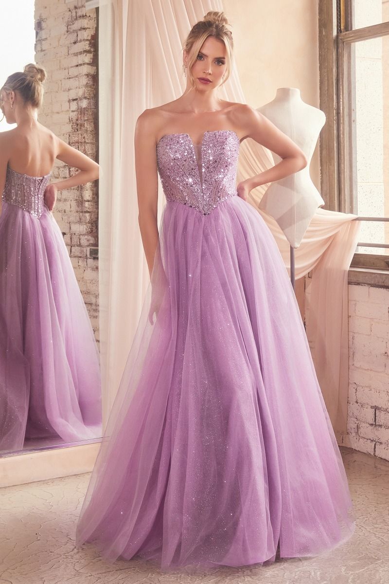 Royal Blue, Lilac, Champagne & Slate Blue Strapless Glitter Ball Gown | Sweetheart Tulle Formal Dress  CDCD0217-1