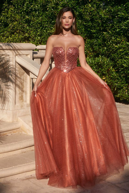 Royal Blue, Lilac, Champagne & Slate Blue Strapless Glitter Ball Gown | Sweetheart Tulle Formal Dress  CDCD0217-4