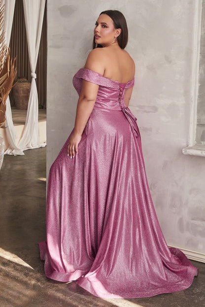 Metallic ball gown, off the shoulder CDCD210C-2