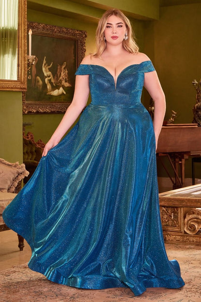 Metallic ball gown, off the shoulder CDCD210C-0