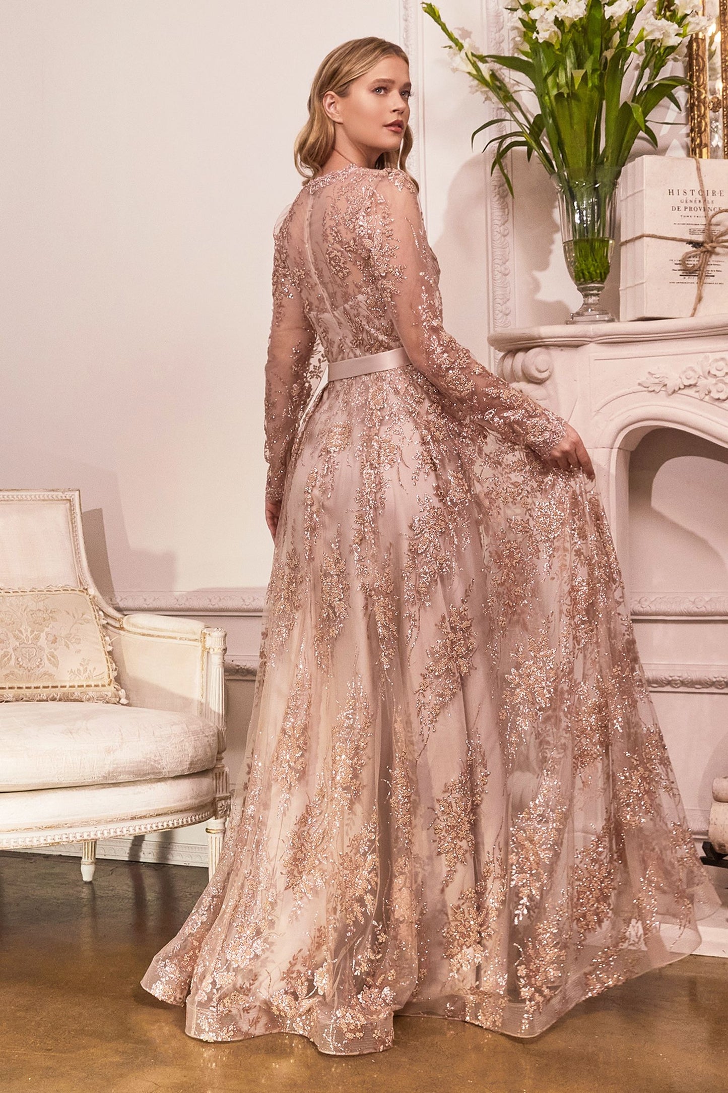 Embellished Ball Gown, Long Sleeve CDCD233-4