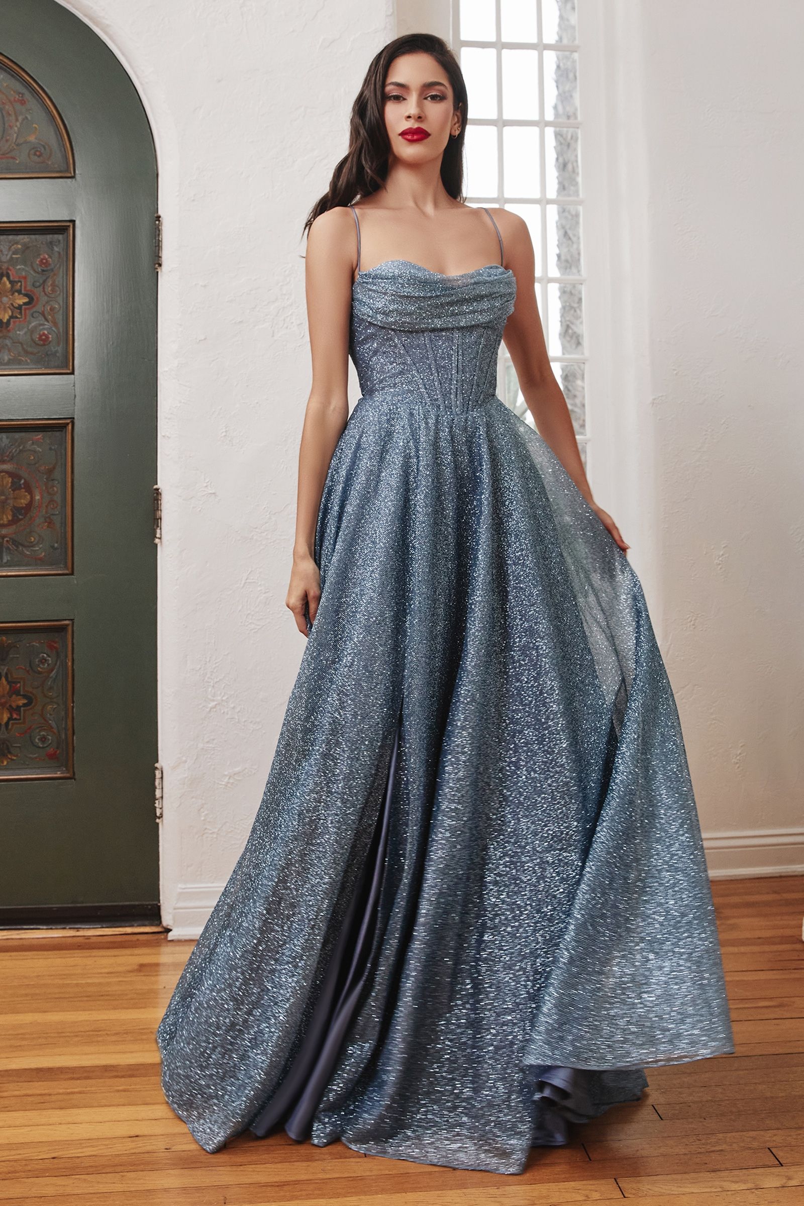 Glitter Ball Gown w/ Lace-Up Corset CDCD252-3