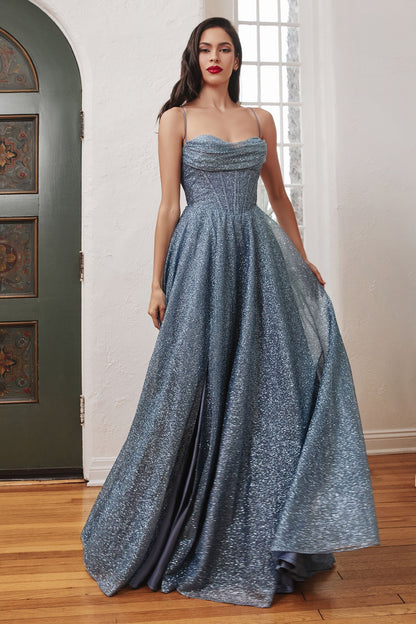 Glitter Ball Gown w/ Lace-Up Corset CDCD252-3