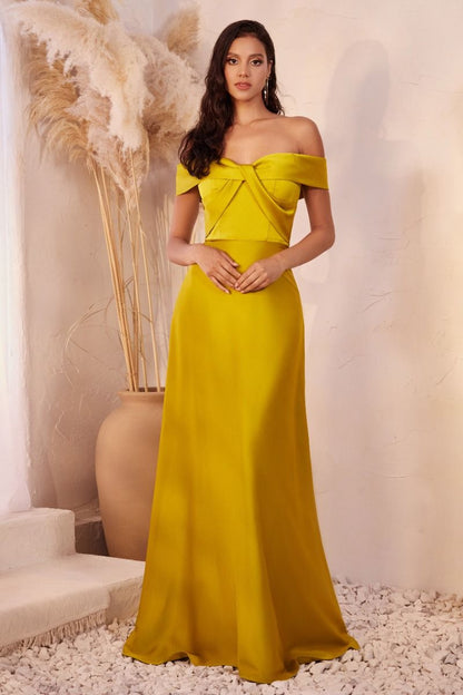 OFF THE SHOULDER A-LINE SATIN DRESS CDCD325-4