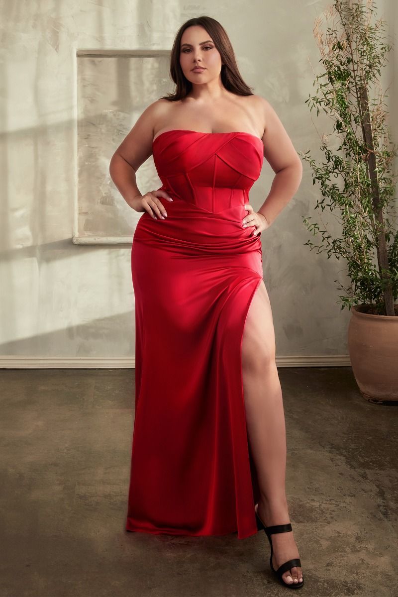SOFT SATIN STRAPLESS DRESS CDCD326C-3