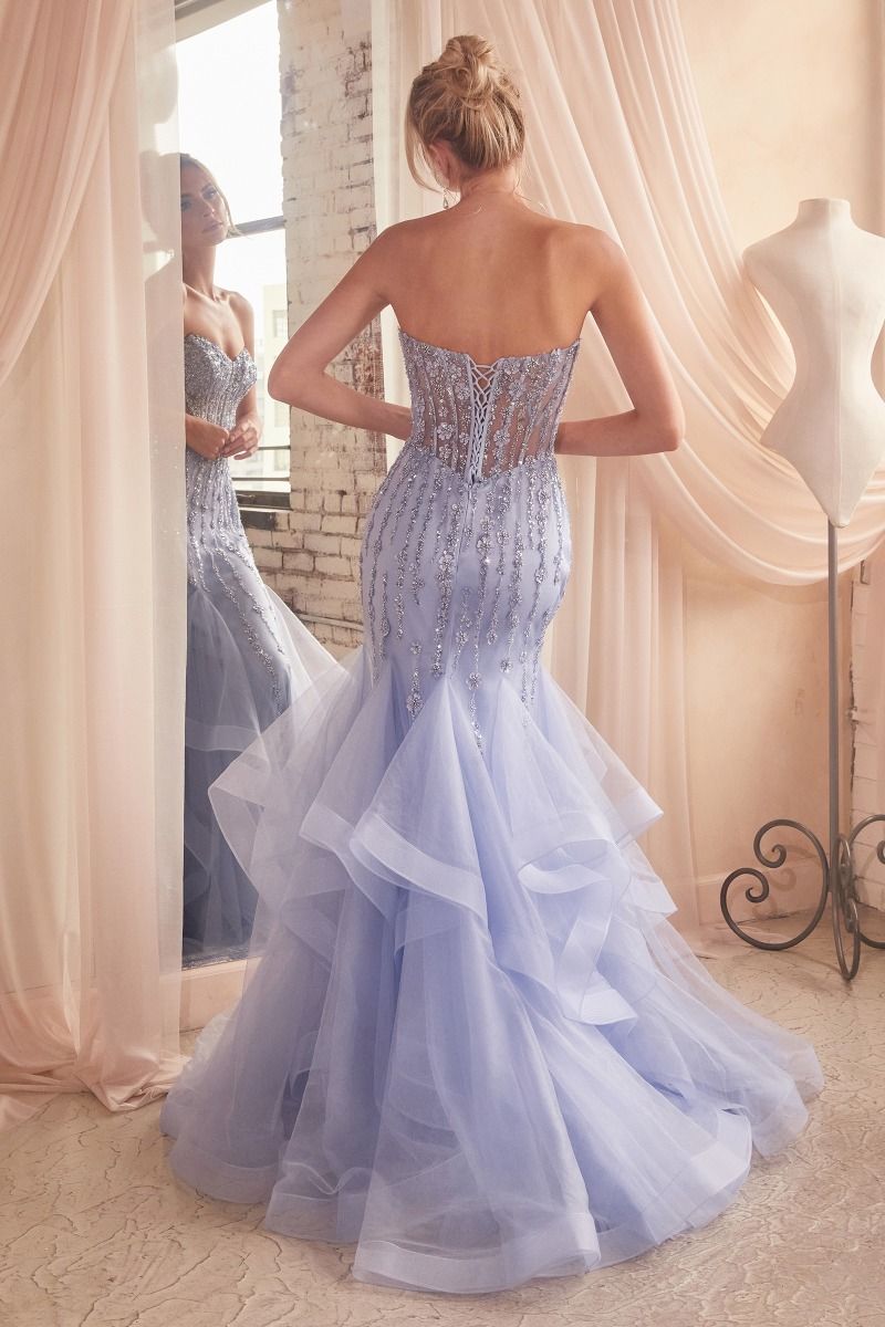 TIERED MERMAID GOWN WITH EMBELLISHMENTS CDCD332-2
