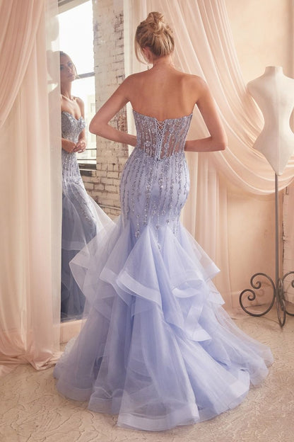 TIERED MERMAID GOWN WITH EMBELLISHMENTS CDCD332-2