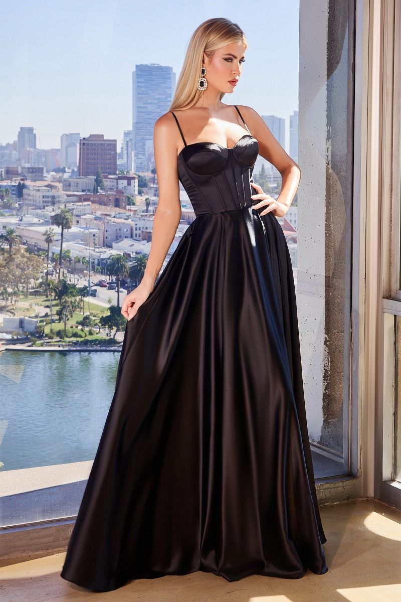 Chic Polished A-Line Satin Bustier Gown for Special Occasion CDCD337-5
