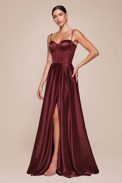 Chic Polished A-Line Satin Bustier Gown for Special Occasion CDCD337-6